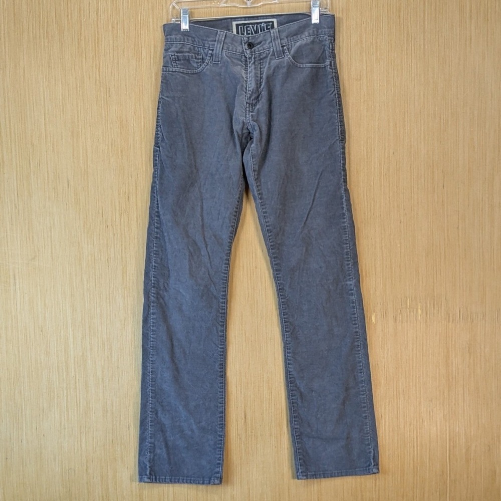 Levis 514 Slim Straight Corduroy Pants Mens 29x32 Gray Charcoal Stretch Trousers